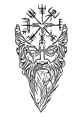 Norse God Odin with Vegvisir