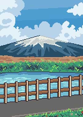 Pixel Art Mountain Landscape