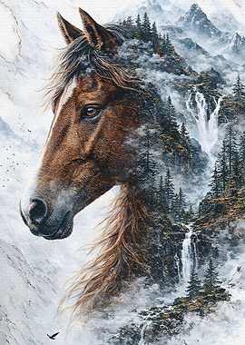 Horse Head Mountain Waterfall Landscape