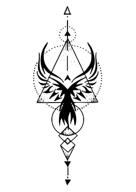 Geometric Phoenix Tattoo Design