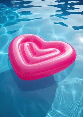 Pink Heart Float in Pool