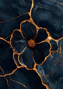 Dark Floral Kintsugi Art