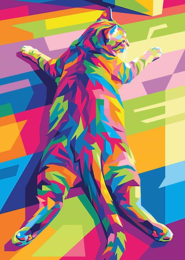 Colorful Cat in Pop Art Style