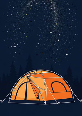 Camping under a starry night sky