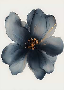 Abstract Blue and Gold Flower