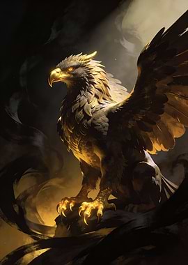Golden Griffin with Glowing Eyes
