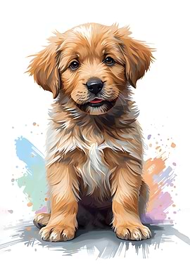 Cute Golden Retriever Puppy Portrait