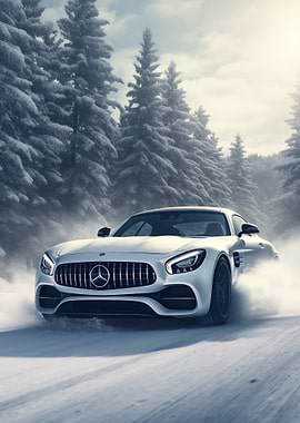 Mercedes AMG GT in winter