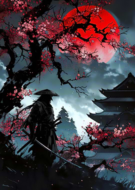 Samurai Under a Red Moon