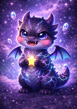 Cute Dragon Holding a Star