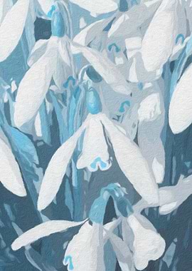 Cool Blue, Turquoise and White Snowdrops
