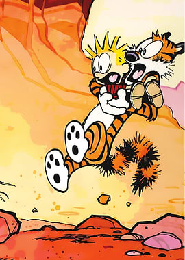 Calvin and Hobbes jumping