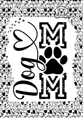 Dog Mom Paw Print Text Art