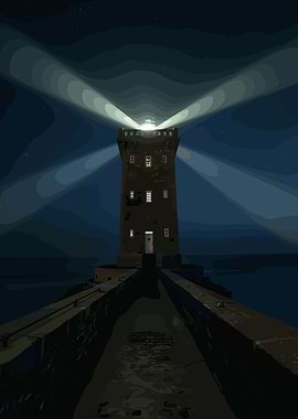 Lighthouse beam at night