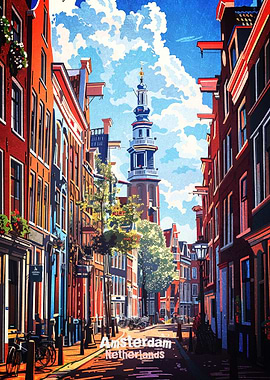 Amsterdam Street Scene Poster