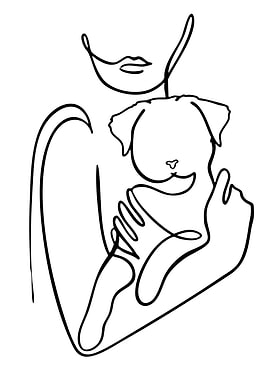 Person Holding a Puppy Line Art