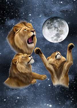 Lions howling at the moon