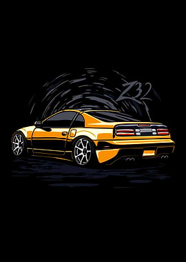 Yellow Nissan 300ZX Z32 Illustration
