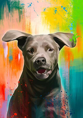 Dog Portrait with Colorful Splatter Background