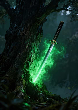 Enchanted Katana in Forest