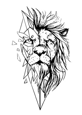 Geometric Lion Head Illustration
