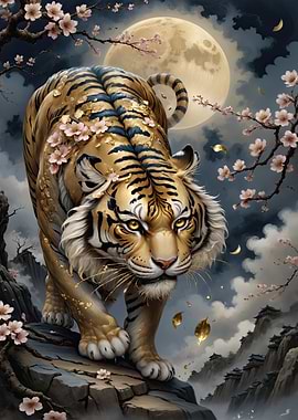 Golden Prowler: Moonlight Tiger & Sakura