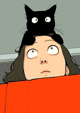 Black Cat on Person's Head