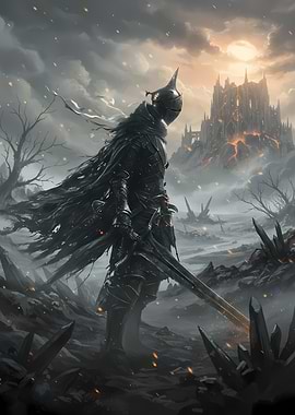 Dark Souls Knight in a Ruined Landscape