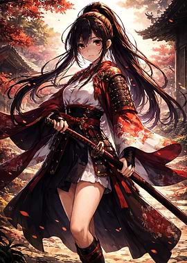 Anime Samurai Warrior with Katana