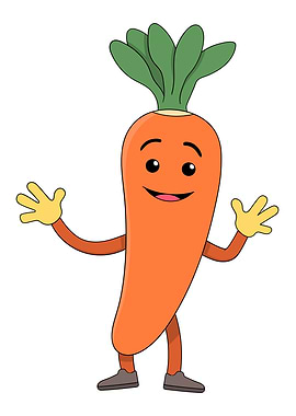 Happy Cartoon Carrot Waving