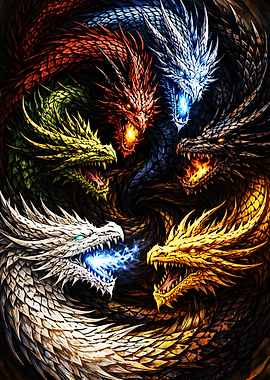 Six Dragons in a Swirl