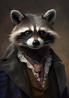 Raccoon in historical attire