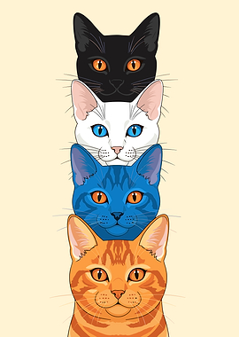 Stack of Four Cats