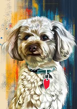 Portrait of a fluffy white dog