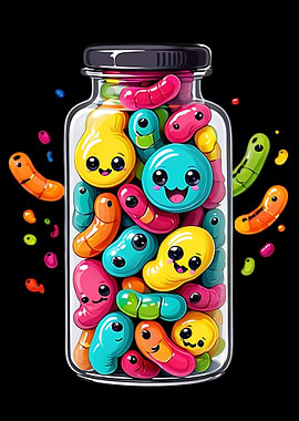 Cute Gummy Worms in a Jar