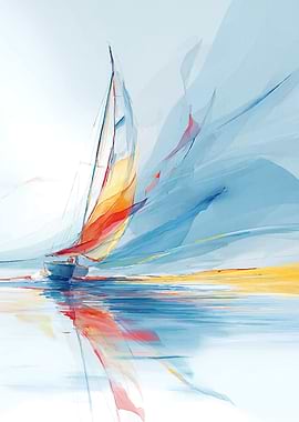 Abstract Sailboat on Water