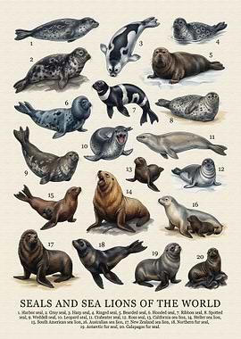Illustration of Seals and Sea Lions