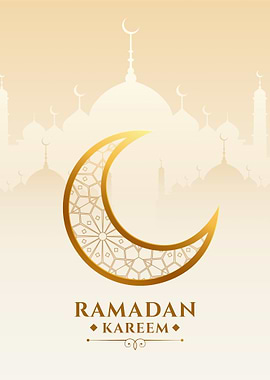 Ramadan Kareem Crescent Moon and Mosques