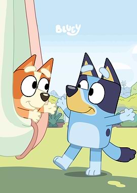 Bluey and Bingo playing