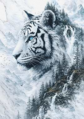 White Tiger Guardian of the Snowy Mountains