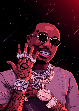 Rapper Quavo with Jewelry and Tattoos
