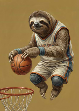 Sloth playing basketball