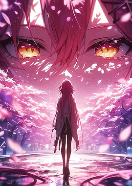 Anime Girl Under Cherry Blossoms