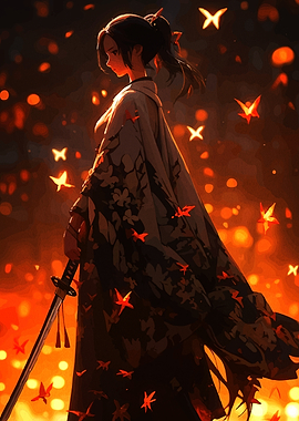 Anime Samurai Girl with Sword