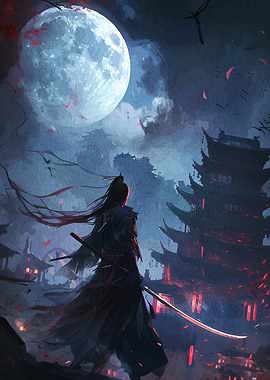 Samurai Under the Full Moon