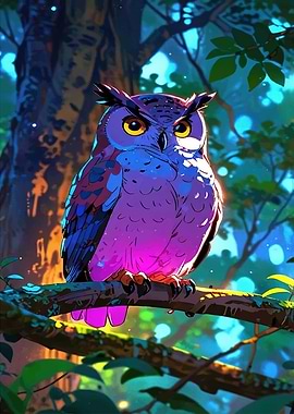 Enchanted Owl in a Mystical Forest
