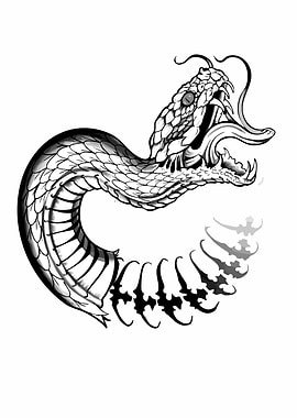 Aggressive Snake Tattoo Design