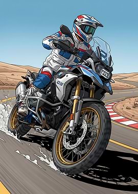 Motorcyclist riding on a desert road