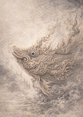 Ornate Fish in Misty Waters