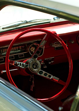 Vintage Red Car Steering Wheel